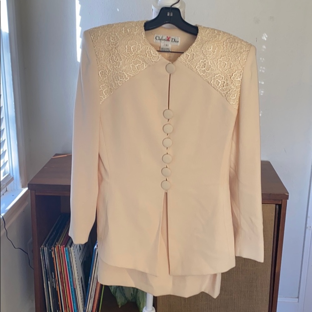 Christian Dior vintage cream skirt suit